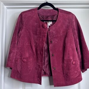 Vintage AMI Suede Leather Cropped 3/4 Length Sleeve Jacket